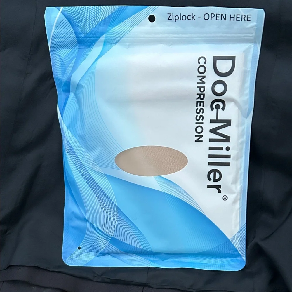 NWT MIP Unopened Doc Miller Pair Compression Socks Beige Open Toe Size L Unisex